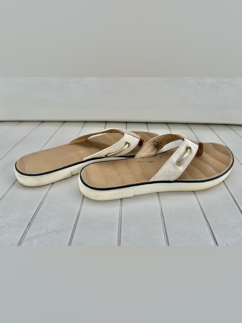 Sperry Cream Strap Tan Footbed Women's Flip-Flop Sandals